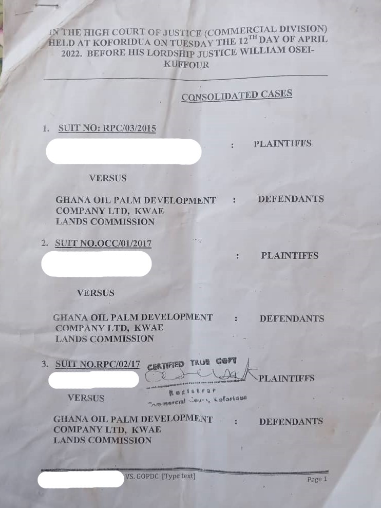 A redacted court case featuring against GOPDC